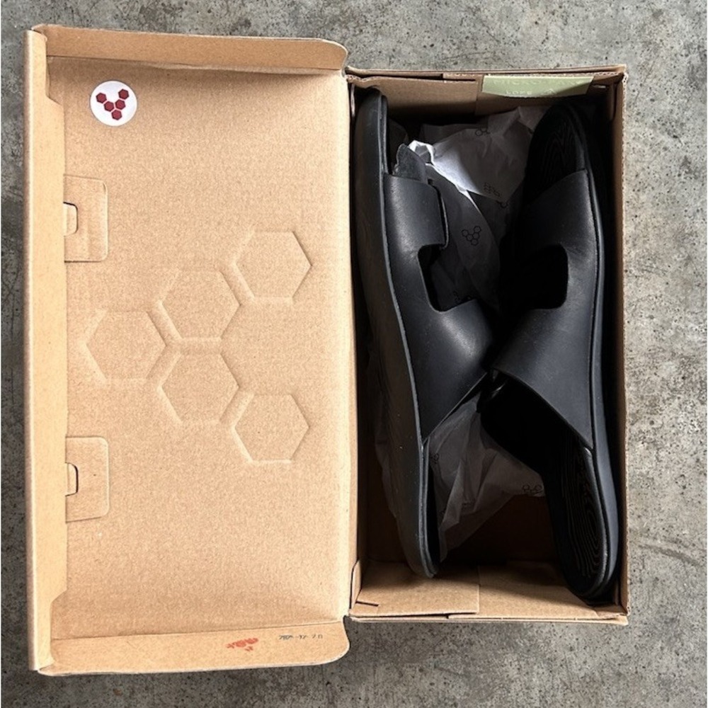 Vivobarefoot Sensus Yin Slides Black Leather Sandals Shoes NIB 37 - Picture 11 of 11